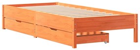 Cama sem colchão 90x190 cm madeira de pinho maciça castanho-mel