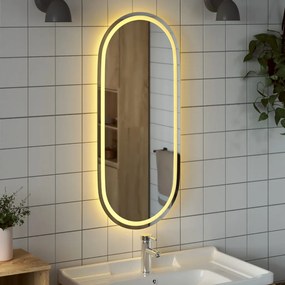 Espelho de casa de banho com luzes LED oval 100x45 cm