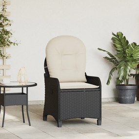 Cadeira Reclinável vidaXL com Almofada Rattan Preto