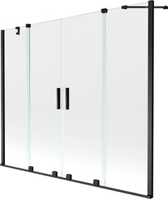 Mexen Velar Duo resguardo de banheira de 2 painéis deslizantes 200 x 150 cm, transparente, preto - 896-200-000-02-70