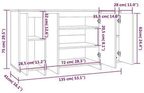 Aparador Endy de 135 cm - Cinzento - Design Moderno