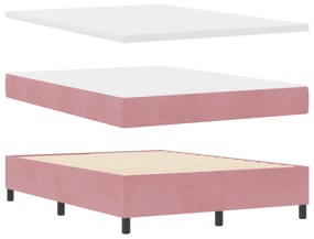 Cama Box com Colchão vidaXL Rosa 160x200 cm Veludo