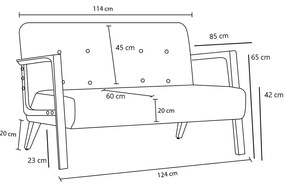 Sofá de 2 Lugares Kemer – Creme – 114 cm x 80 cm x 85 cm