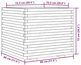 Vaso/floreira de jardim 80x80x72 cm pinho maciço branco