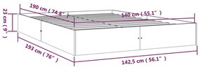 Estrutura de cama 140x190 cm madeira maciça