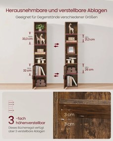 Estante com 6 prateleiras 24 x 31,8 x 175 cm castanho vintage