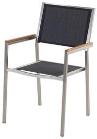Conjunto de mesa com tampo triplo vidro temperado 220 x 100 cm e 8 cadeiras pretas GROSSETO Beliani