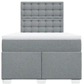 Cama boxspring com colchão 120x190 cm tecido cinzento-claro