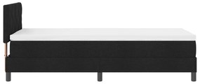 Cama Box Spring com Colchão &amp; LED Preto 90x200 cm Tecido