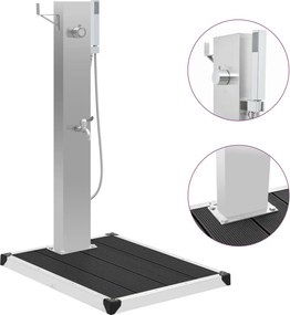 vidaXL Chuveiro para exterior com base WPC aço inoxidável