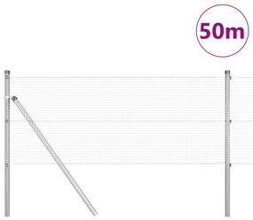 Cerca de Fios Soldados com 13 Postes 0.8x50 m de Aço Galvanizado