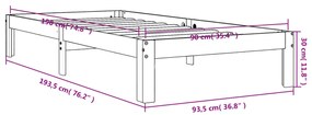 Estrutura de cama 90x190 cm madeira pinho maciça castanho cera