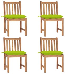 Cadeiras de jardim c/ almofadões 4 pcs madeira de teca maciça