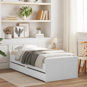 vidaXL Estrutura cama de solteiro pequena c/ gavetas 75x190 cm branco