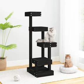 vidaXL Árvore para gatos 45,5x49x103 cm madeira de pinho maciça preto