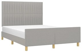 Estrutura de cama sem colchão 140x200 cm tecido cinzento-claro