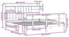 Cama com estante sem colchão 180x200 cm pinho maciço branco