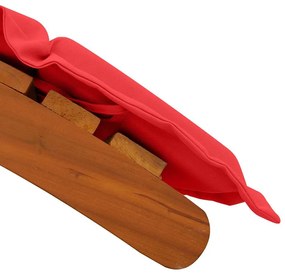 Espreguiçadeiras vidaXL com almofadas 2 pcs Vermelho Madeira de Acácia