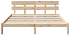 Estrado de Cama com Cabeceira 180x200 cm Madeira Maciça de Pinho