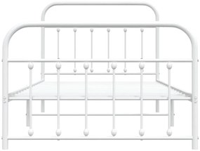 Estrutura de cama com cabeceira e pés 100x200 cm metal branco