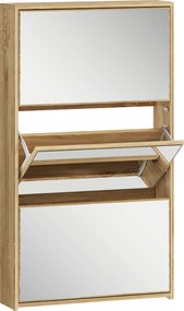 HOMCOM Sapateira Entrada Estreita Móvel para 9 Sapatos com Espelho para Corredor Espaços Reduzidos 65x17x114,5 cm Madeira | Aosom Portugal