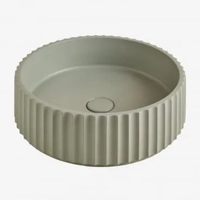 Lavabo Redondo Ø40 Cm Em Cimento Teide Baía Verde - Sklum
