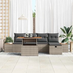 Conjunto de Sofá de Jardim com 6 Peças e Almofadas Cinza em Rattan Sin