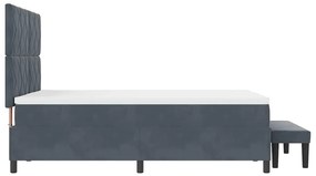 Cama Box com Colchão e Banco Cinza Escuro 140x190 cm Veludo