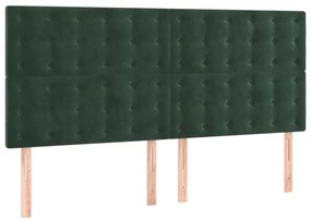 Cama com molas/colchão 200x200 cm veludo verde-escuro