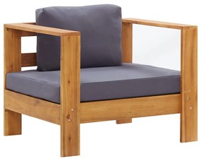 47275 vidaXL Cadeira de jardim c/ almofadão acácia maciça cinzento-escuro