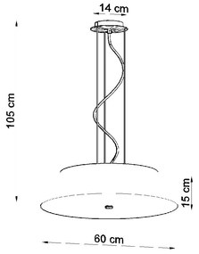 Candeeiro de Teto Suspenso tecido, vidro e aço VEGA 60 Cm Branco