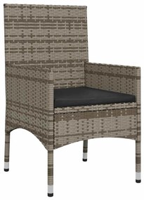 4 pcs conjunto lounge de jardim c/ almofadões vime PE cinzento