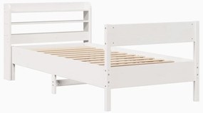 Cama sem colchão 75x190 cm madeira de pinho maciça branco