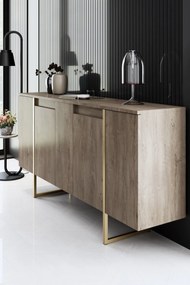 Conjunto de Mobiliário de Sala Luxe – Noz Dourado – Console 160x35x80
