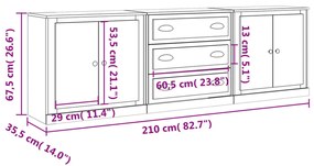 Aparador Dure de 210cm - Branco - Design Moderno