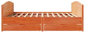 Cama sem colchão 200x200 cm pinho maciço castanho-mel