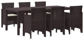 vidaXL Conjunto de Jantar para Jardim 7 pcs Castanho Rattan Polt
