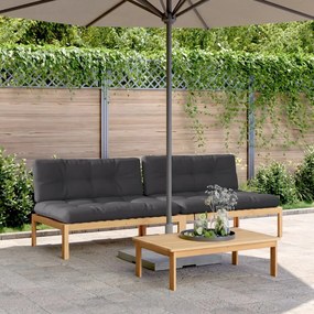 vidaXL Sofás centro paletes p/ jardim 2pcs c/ almofadões acácia maciça