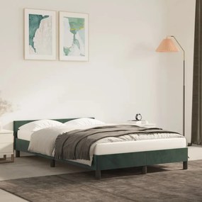 Estrutura de cama c/ cabeceira 120x200 cm veludo verde-escuro