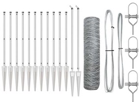 Cerca Hexagonal com 13 Postes de Espeto 0,5x25 m Aço Galvanizado