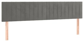 Cabeceira de cama c/luzes LED veludo 160x5x78/88 cm cinza-claro