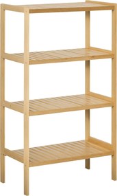 HOMCOM Estante Bambu 4 Níveis Organizador Multifuncional Casa Banho Cozinha Sala Estar 62x33x112cm Cor Natural | Aosom Portugal