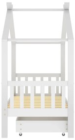 Estrutura cama criança c/ gaveta 80x160 cm pinho maciço branco