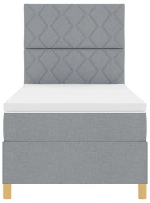 Cama Box Spring com Colchão Cinza Claro 90x200 cm Tecido