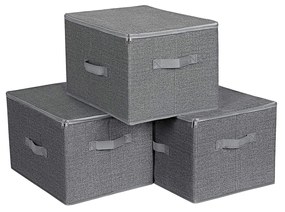 Caixas de armazenamento SONGMICS com tampas, cestos de armazenamento dobráveis com alças, organizador de roupas e brinquedos, cinza RYZB03G