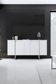 Conjunto de Mobiliário de Sala de Estar Luxe – Branco Prateado – Medid