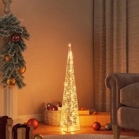 Cone de iluminação decorat. c/ LEDs acrĂlico 90cm branco quente
