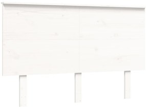 Estrutura de cama de casal com cabeceira madeira maciça branco