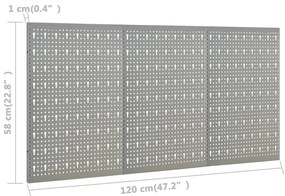 Placas perfuradas de parede 3 pcs 40x58 cm aço