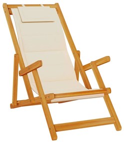 Cadeiras de Praia Dobráveis vidaXL 2 pcs Creme Madeira Sólida de Acáci